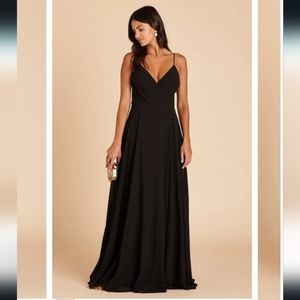 Birdy Grey Kaia S Black Chiffon Spaghetti Strap V Neck Bridesmaid Dress